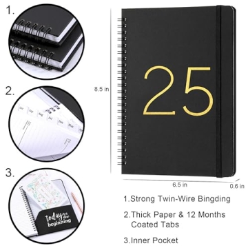 2025 Weekly Monthly Planner with Tabs & Pocket