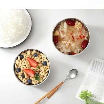 Ceiteo Rainbow Bowl Set of 6, 304 Stainless Steel Dinnerware Metal Double-walled Insulated Cereal Bowls for Eating Kitchen, Dishwasher Safe and Unbreakable