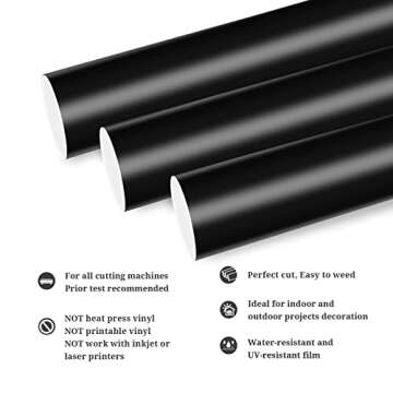 TECKWRAP Permanent Adhesive Vinyl 12" x 10ft, Matte Black