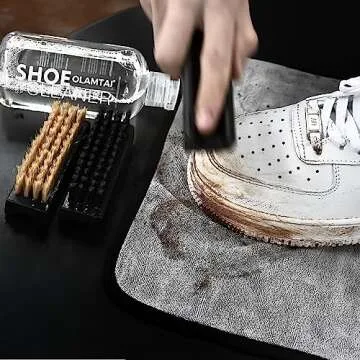 OLAMTAI Shoe Cleaner Kit for Sneaker, Cleaning Kit, Sneaker 10Oz with 3 Brush & Microfiber Towel Included, Shoe, Suede, Boot, Canvas, PU, Fabric, etc,Clear,(Madala-SC-210201)