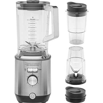 GE 5-Speed Blender + (2) 16 Ounce Blender Cups | Kitchen Essentials Blender for Shakes, Smoothies & ...