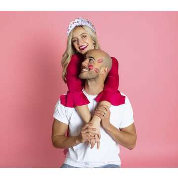 JERTOCLE Heart Headband for Women Valentine’s Day Knotted Headband Embellished Crystal Red Pink He...