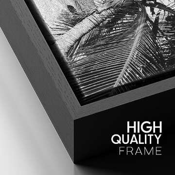 SIGNFORD Canvas Print Wall Art Vintage Film Grain Beach & Palm Tree Floral Plants Photography Modern Art Rustic Dramatic Dark Black and White for Living Room, Bedroom, Office - 24"x36" Black