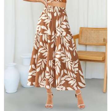 BTFBM Women's Floral Print Midi Maxi Skirts – Summer Casual Aline