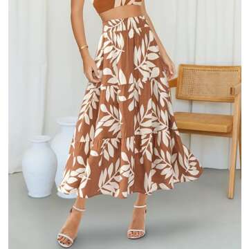 BTFBM Floral Print Midi Maxi Skirt for Women 2025