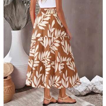 BTFBM Floral Print Midi Maxi Skirt for Women 2025