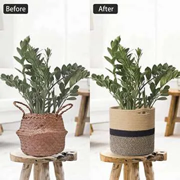 TIMEYARD Jute Plant Basket for Indoor Plants and Storage