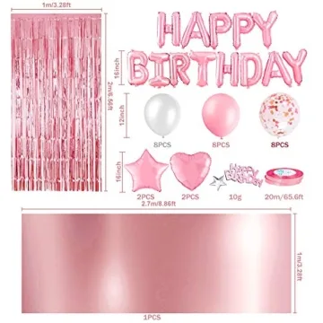 MOVINPE Pink Birthday Decoration Set for Memorable Celebrations