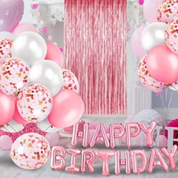 MOVINPE Pink Birthday Decoration Set for Memorable Celebrations