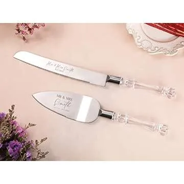 AW BRIDAL Personalized Wedding Cake Knife, Cake Cutting Set 2-Piece Dessert Set for Party Wedding Anniversary Bridal Shower Gifts for Couples//DK001CPP121//
