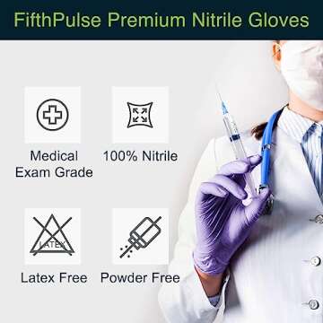 Lilac Nitrile Disposable Gloves - 100 Count - 3 Mil Nitrile Gloves Medium - Powder and Latex Free Rubber Gloves - Surgical Medical Exam Gloves - Food Safe Cooking Gloves