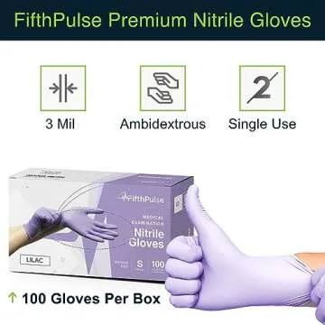 Lilac Nitrile Disposable Gloves - 100 Count - 3 Mil Nitrile Gloves Medium - Powder and Latex Free Rubber Gloves - Surgical Medical Exam Gloves - Food Safe Cooking Gloves