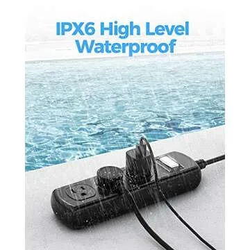 EIGSO Outdoor Power Strip Weatherproof, IPX6 Grade Waterproof Surge Protector with 3 Wide Outlets, Anti-Electric Shock, 6 FT Heavy Duty Extension Cord for Outdoor Patio Garden, Black