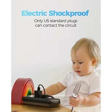 EIGSO Outdoor Power Strip Weatherproof, IPX6 Grade Waterproof Surge Protector with 3 Wide Outlets, Anti-Electric Shock, 6 FT Heavy Duty Extension Cord for Outdoor Patio Garden, Black