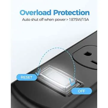 EIGSO Outdoor Power Strip Weatherproof, IPX6 Grade Waterproof Surge Protector with 3 Wide Outlets, Anti-Electric Shock, 6 FT Heavy Duty Extension Cord for Outdoor Patio Garden, Black