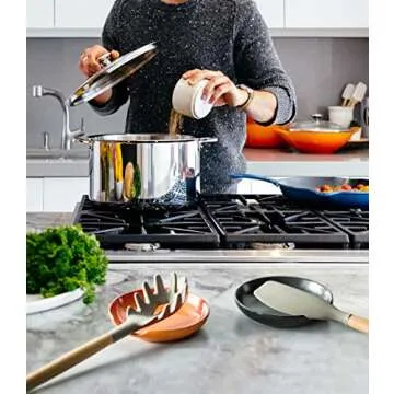 LYEOBOH Spoon Rest for Stove Top, Large Kitchen Spoon Holder, 5 Inch Ceramic Spoon Rest for Kitchen Counter, Cooking Spoon Rest Spatula Holder for Tongs, Ladles, Set of 1, Matte Black