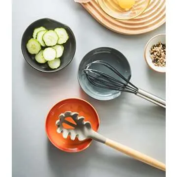 LYEOBOH Spoon Rest for Stove Top, Large Kitchen Spoon Holder, 5 Inch Ceramic Spoon Rest for Kitchen Counter, Cooking Spoon Rest Spatula Holder for Tongs, Ladles, Set of 1, Matte Black