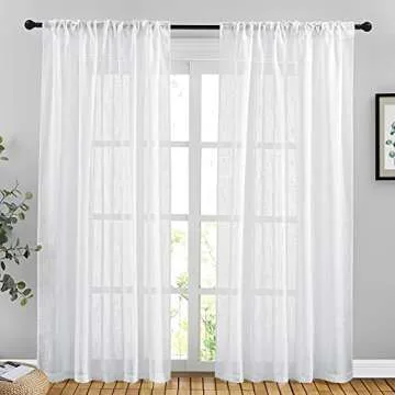 NICETOWN 84-inch Semi Sheer Curtains - Elegant Linen Window Treatments with Dual Hanging Options
