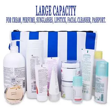 BANG&CARSEN Large Makeup Bag For Women - XL Travel Cosmetic Bag Waterproof Pouch - Wristlet Makeup Clutch For Beach Use - Wet Suit Bag Bikini Storage Pouch (blue)