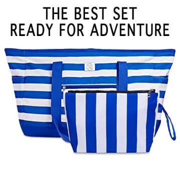 BANG&CARSEN Large Makeup Bag For Women - XL Travel Cosmetic Bag Waterproof Pouch - Wristlet Makeup Clutch For Beach Use - Wet Suit Bag Bikini Storage Pouch (blue)