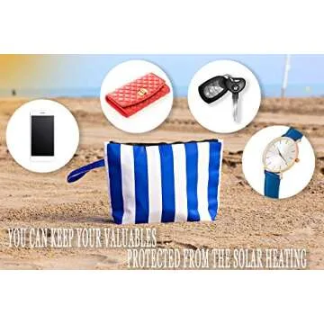 BANG&CARSEN Large Makeup Bag For Women - XL Travel Cosmetic Bag Waterproof Pouch - Wristlet Makeup Clutch For Beach Use - Wet Suit Bag Bikini Storage Pouch (blue)