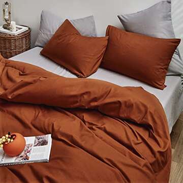 Houseri Burnt Orange Comforter Set Queen Rust Bedding Sets Queen Size Terracotta Comforters Comfy Caramel Brown Solid Color Comforter Sets for Women Men Boys Girls Soft Reddish Brown Bed Quilts Queen