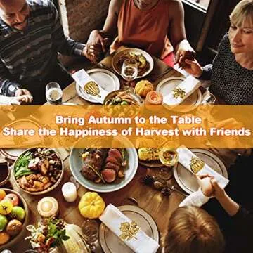 Set of 14 Napkin Rings Maple Leaf Pumpkin Napkin Ring Rustic Napkin Rings Holder Vintage Gold Napkin Rings for Wedding Dinner Table Settings Decorations