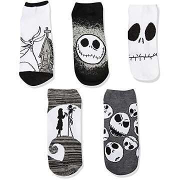 Disney Women's Nightmare Before Christmas Socks - 5 Pack No Show