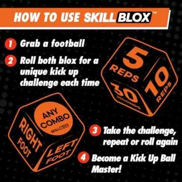 SKILL BLOX Soccer Kick Up Training Dice (2 pcs) - Football Soccer Gifts - Soccer Ball Juggling Skills. Soccer Gifts for Boys and Soccer Gifts for Girls. Teenage Boys Gifts. Keepy Uppy Soccer Training