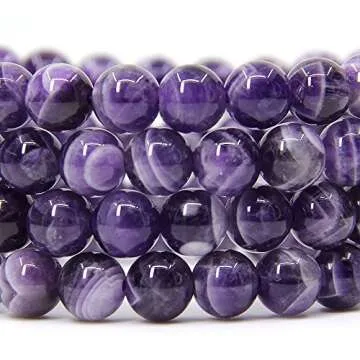 Natural Purple African Crystal Gemstone 8mm Round Beads Stretch Bracelet 7 Inch Unisex