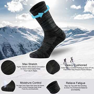 Ortis Men's Merino Wool Cushion Crew Socks with Moisture Wicking Control