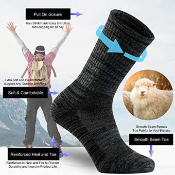 Ortis Men's Merino Wool Cushion Crew Socks for Outdoors