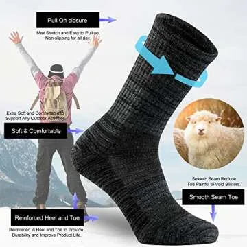 Ortis Men's Merino Wool Cushion Crew Socks for Outdoors