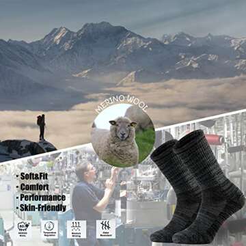 Ortis Men's Merino Wool Cushion Crew Socks for Outdoors