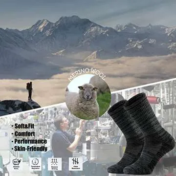 Ortis Men's Merino Wool Cushion Crew Socks for Outdoors