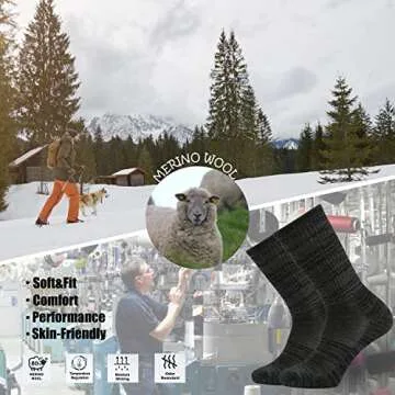 Ortis Men's Merino Wool Cushion Crew Socks for Outdoors