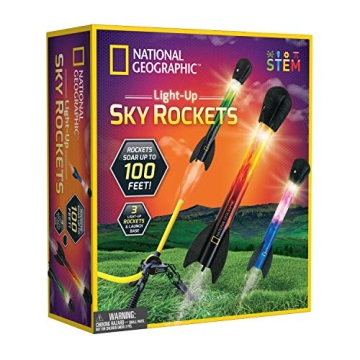 NATIONAL GEOGRAPHIC Air Rocket Toy with LED Lights for Kids