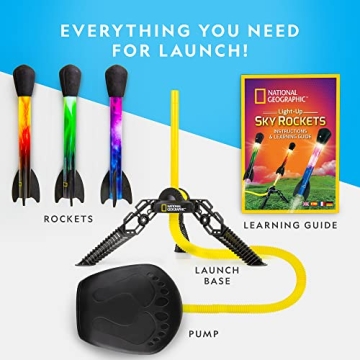 NATIONAL GEOGRAPHIC Air Rocket Toy with LED Lights for Kids