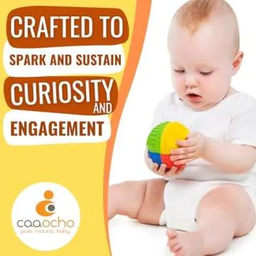 caaocho Pure Natural Rubber Sensory Ball Rainbow 3" - Sealed Hole, BPA Free Baby Ball Toy, for Sensory Play, for Sensory Development, Hole Free Baby Toy, Perfect Bouncer, Without Hole