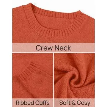 ZESICA Women's Two Piece Sweater Lounge Sets 2024 Fall Casual Knit Trendy Tunic and Shorts Outfits Orange S