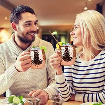 Hossejoy Handcrafted Moscow Mule Copper Mugs Set - 4 Pcs
