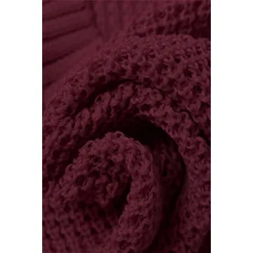 Jumppmile Women’s V Neck Knit Crop Sweater in Wine Red