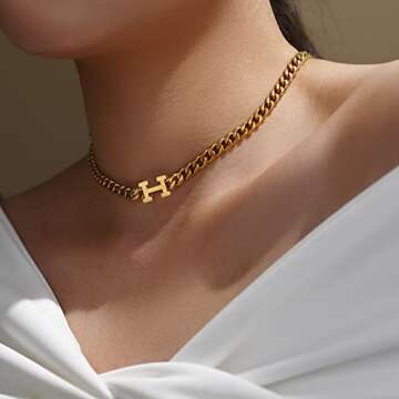 TRIPOD JEWELRY 18K Gold Initial Necklace for Women