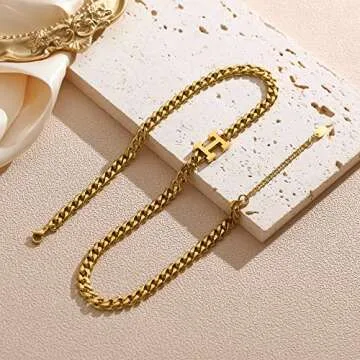 TRIPOD JEWELRY 18K Gold Initial Necklace for Women