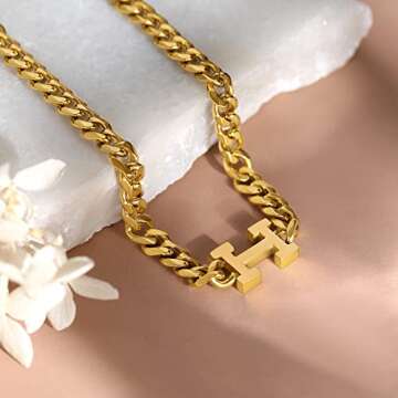 TRIPOD JEWELRY 18K Gold Initial Necklace for Women