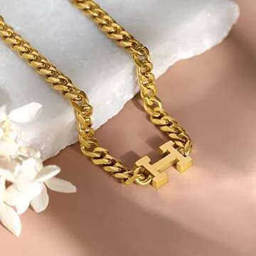 TRIPOD JEWELRY 18K Gold Initial Necklace for Women