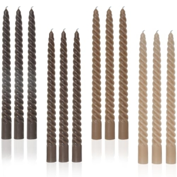 LPUSA Brown Tall Taper Candles Spiral Candle Sticks, Unscented Pastel Candle for Holiday, Wedding an...