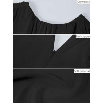Fisoew Women's Long Sleeve Midi Dress Cutout Elastic High Waist A Line Maxi Party Dress with Pockets Black