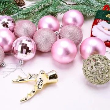 Aitsite 24ct Pink Christmas Mini Ornaments for Trees
