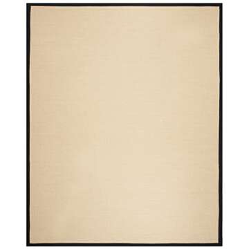 SAFAVIEH Natural Fiber Collection Area Rug - 9' x 12', Beige & Black, Border Sisal Design, Easy Care, Ideal for High Traffic Areas in Living Room, Bedroom (NF131A)